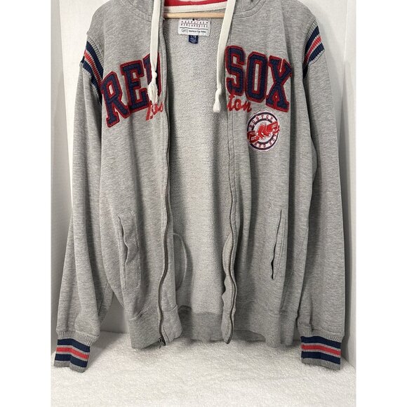 Y2K RED SOX  FULL ZIP HOODIE MAN L/G GENUINE MERCHANDISE G111 SPORTS GRAY SEWN - Picture 8 of 16